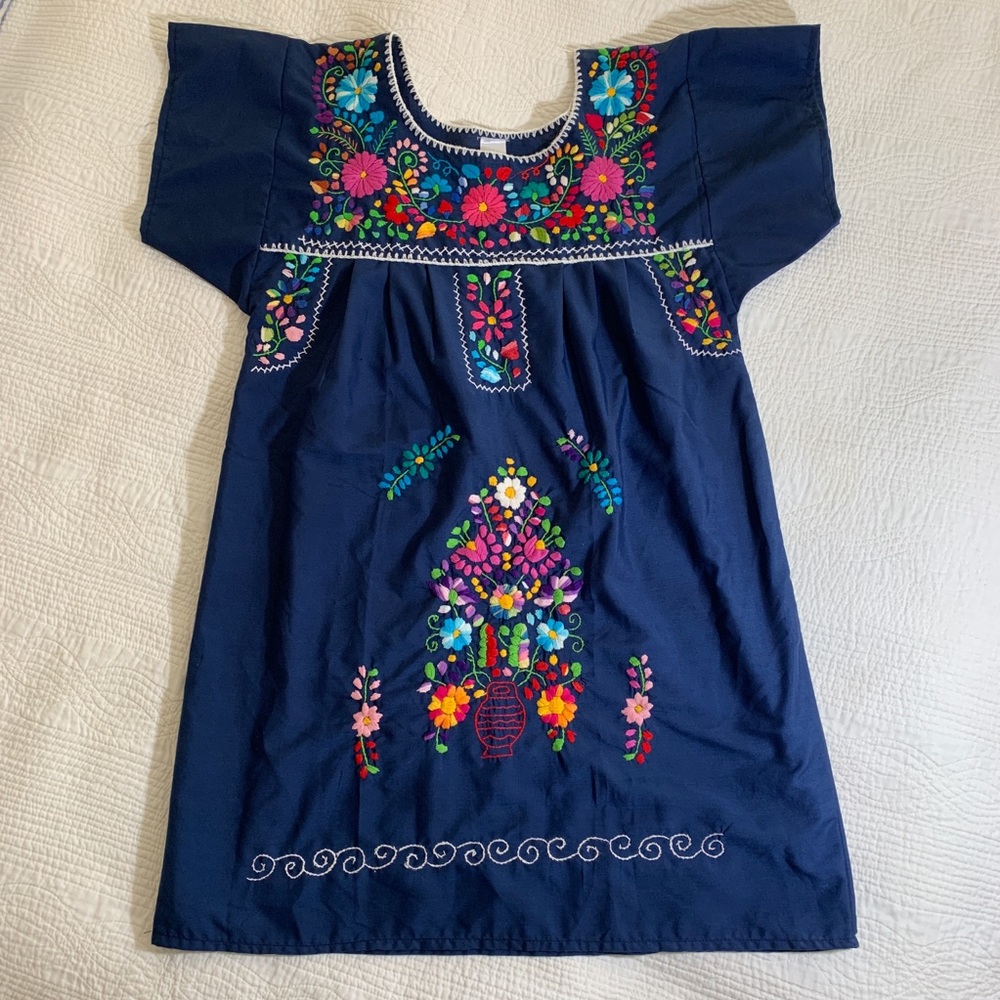 Navy Mexican Embroidered Top / Dress